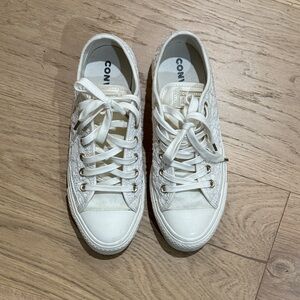 Converse Cream Lace Pattern Sneakers